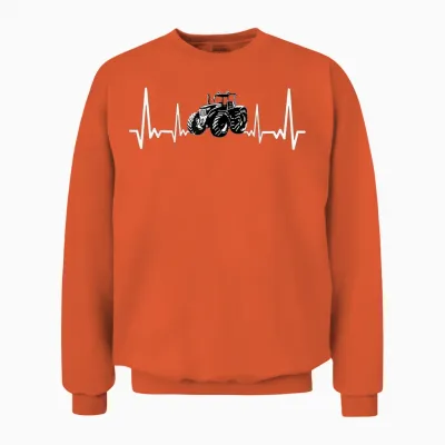 Herzschlag Traktor Trecker Landwirt Bauer Ekg Geschenk Bauer Unisex Sweatshirt - Orange