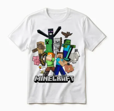 Minecraft Heroes & Enemies Group Shot Unisex T-Shirt - White