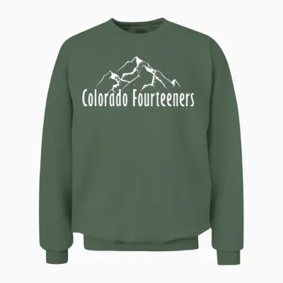 Colorado Fourteeners 2 Sided 14ers Unisex Sweatshirt - Military Green