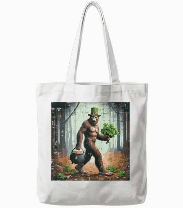 St Patricks Day Bigfoot Alien Selfie Funny Irish Men Women Tote Bags in White
