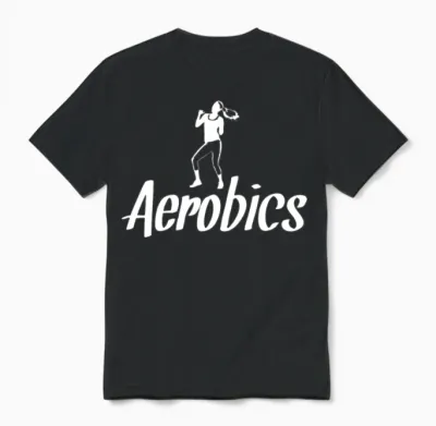 Aerobics Lettering Aerobic Workout Retro Unisex T-Shirt - Black