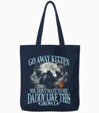 Go Away Kitten, Funny Bootleg Daddy Sigma Wolf Tote Bags - Navy