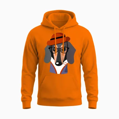 Retro Dachshund Lady Dog Lover Retro Unisex Hoodie - Safety Orange