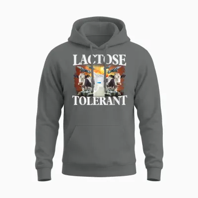 Funny Lactose Retro Pro-Dairy Apparel Unisex-Adults Black Cotton Blend T-Shirt Small Unisex Hoodie - Graphite Heather