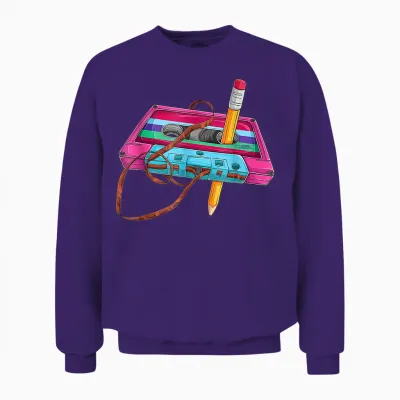 80 90s Outfit Women's Party Fancy Dress Retro Cassette T-Shirt, Black Unisex Sweatshirt - Purple