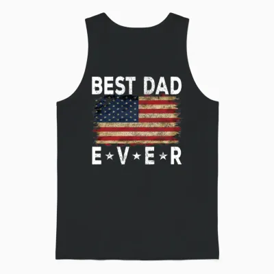 Father's Day Usa American Flag Best Dad Ever Unisex Tank Top - Black