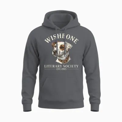 Wishbone Literary Society Est 1995 Dog Reader Vintage Unisex Hoodie - Charcoal