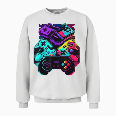 Control Gamer Video Game Controller Unisex Sweatshirt - White
