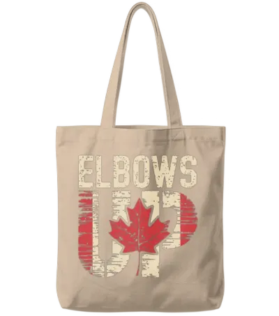 Elbows Up Canada Maple Leaf Tote Bags - Natural