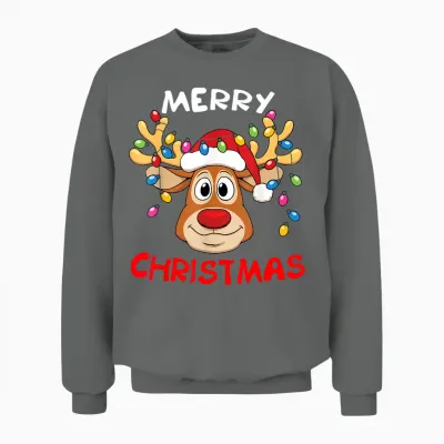 Merry Christmas Reindeer Xmas Family Men Women Unisex Sweatshirt - Graphite Heather
