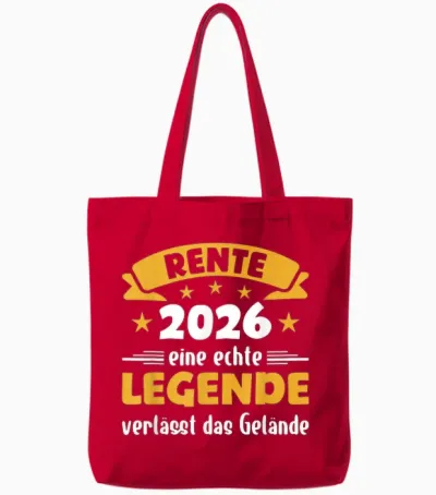Rente 2026 T-Shirt with German Text "eine Echte Legende Verlässt Das Gelände" [ Tote Bags - Red