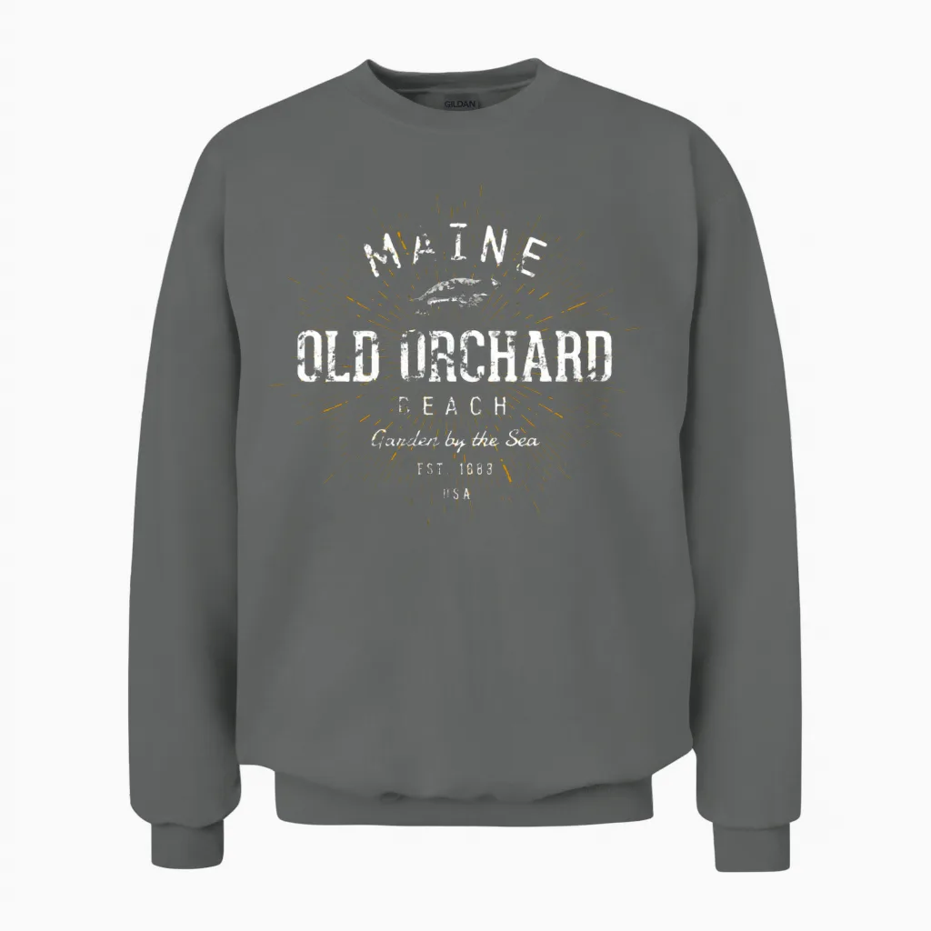 Retro Vintage Old Orchard Beach Unisex Sweatshirt in Graphite Heather