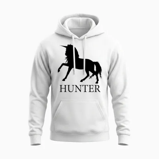 Unicorn Hunter Hunting Unisex Hoodie in White
