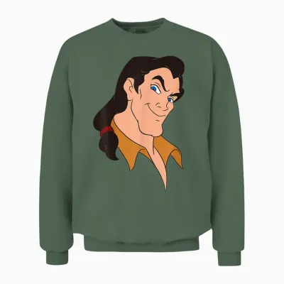 Disney Villains Gaston Beauty and the Beast Big Face Costume Unisex Sweatshirt - Military Green