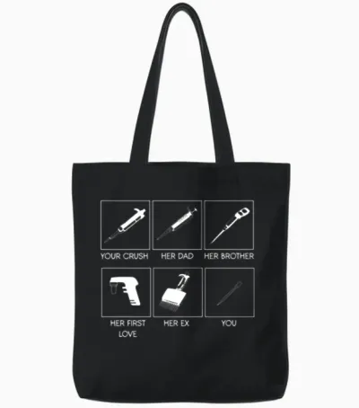 Pipette Meme Biochemistry Microbiology Biology Tote Bags - Black
