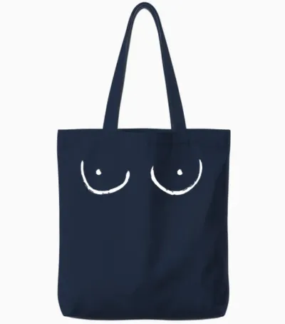 Boobs Drawing Tote Bags - Navy