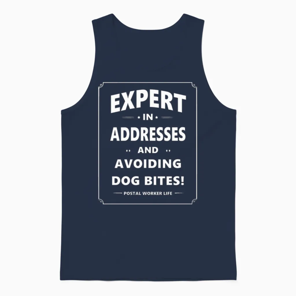 Expert in Addresses and Avoiding Dog Bites Unisex Tank Top in Navy