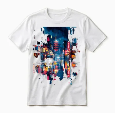 Japanischer Regen Backprint Unisex T-Shirt - White