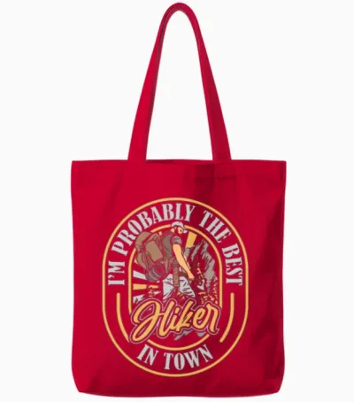 Hiking Hike Funny Tote Bags - Red