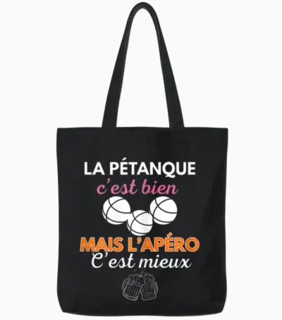 Pétanque Apéro Humour Femme Cadeau Bouliste Fête Mères Tote Bags - Black