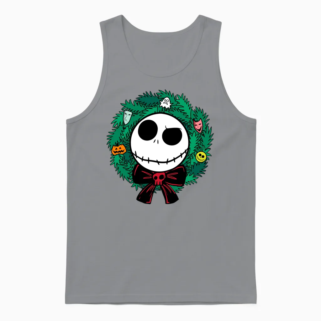 Amazon Essentials Nightmare Before Christmas Jack Festive Holiday Wreath Unisex Tank Top in Sport Grey