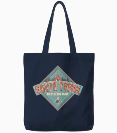 South Tyrol Italy Vintage Camping Design Tote Bags - Navy