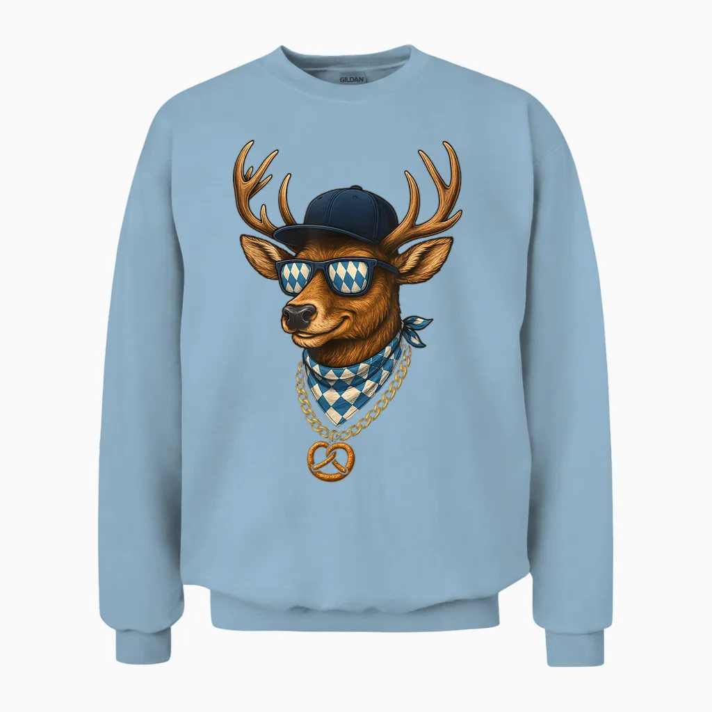 Oktoberfest Lederhosn Wiesen Dirndl Ersatz Tracht Trachten Unisex Sweatshirt in Light Blue