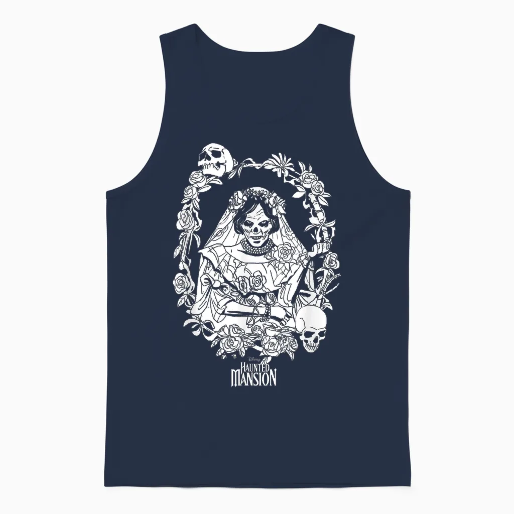 Haunted Mansion Bride Halloween Unisex Tank Top in Navy