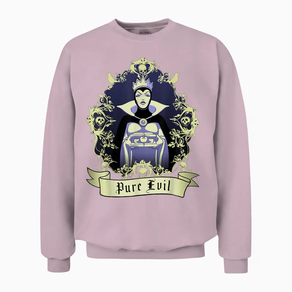Portrait of the Evil Queen from Disney T-Shirt, Black, S Unisex Sweatshirt in Light Pink