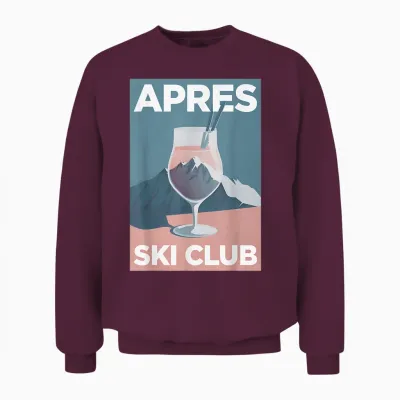 Après Ski Club X Aesthetic Skier Party Ski Outfit T-Shirt, White Unisex Sweatshirt - Maroon