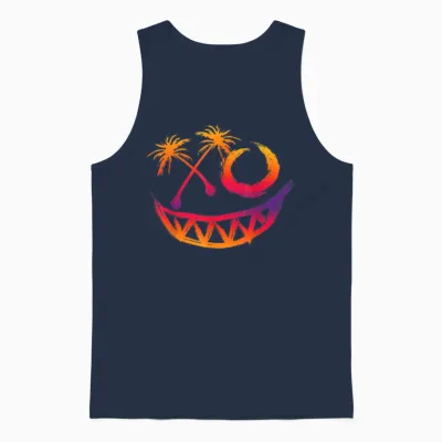 Techno Tropical Music Rave Face Summer Fest T-Shirt, Black, S Unisex Tank Top - Navy