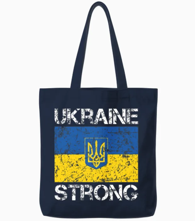 Ukraine Strong Tote Bags in Navy