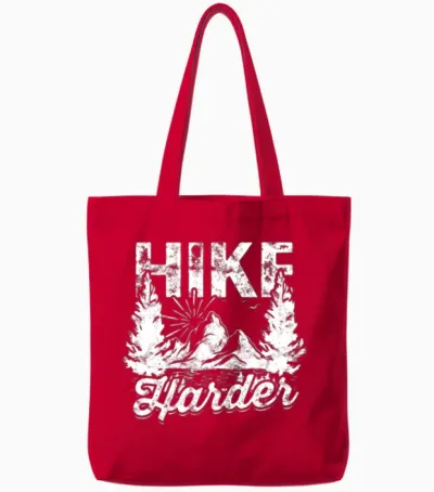 Hike Harder - Hiking Tote Bags - Red