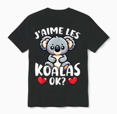 I Love the Koalas Ok? Koala Cute T-Shirt, Black, S Unisex T-Shirt - Black