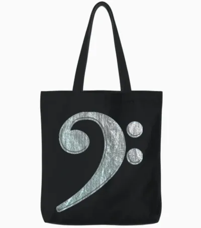 Bassschlüssel - Bassist - Bassspieler - Kontrabass Tote Bags - Black