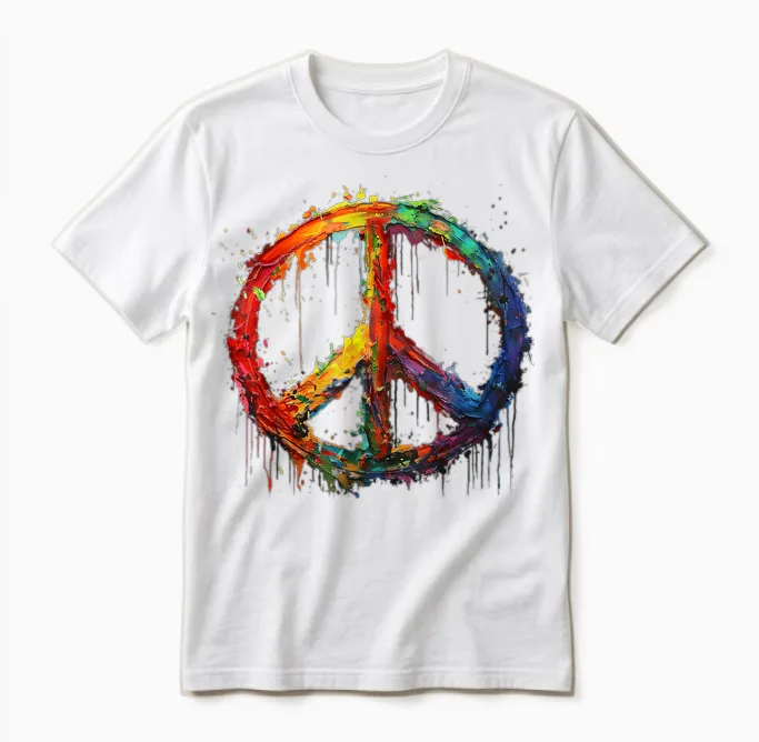 Peace Love Hippie Costume Peace Symbol 60s 70s T-Shirt, Black, S Unisex T-Shirt in White