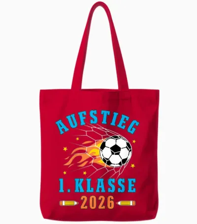 Kinder Schulkind 2026 Einschulung Erste Klasse Fußball Jungen Tote Bags - Red