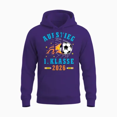 Kinder Schulkind 2026 Einschulung Erste Klasse Fußball Jungen Unisex Hoodie - Purple