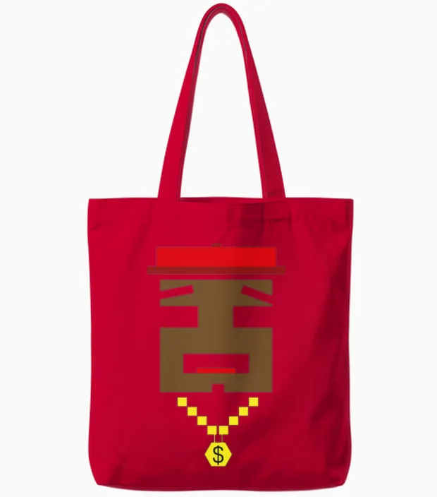 Retro Gangster Rapper Tote Bags in Red