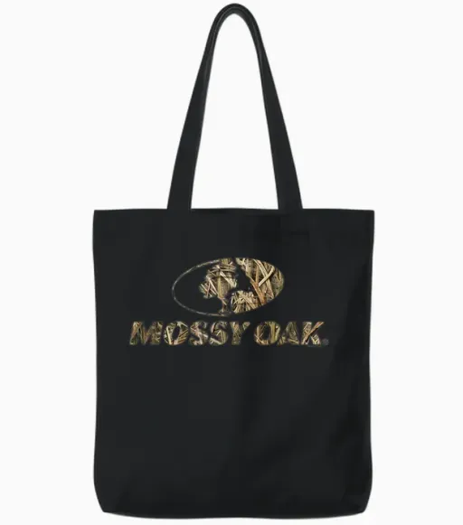 Mossy Oak Nature Camouflage Classic Outdoors Logo V2 Tote Bags - Black