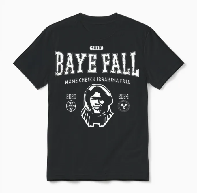 Name Cheikh Ibrahima Fall Baye Fall Mourid Senegal Bayefall T-Shirt, Black, S Unisex T-Shirt in Black