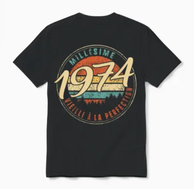 Millesime 1974 Vieilli a La Perfection Humour Unisex T-Shirt - Black