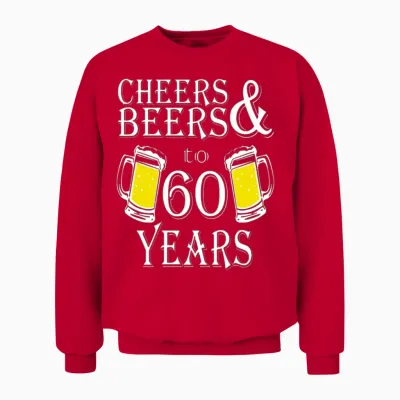 Cheers and Beers to 60 Years Unisex Sweatshirt - Red
