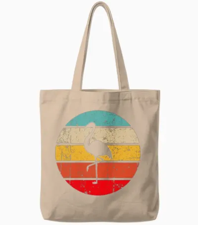 Flamingo Retro Tote Bags - Natural