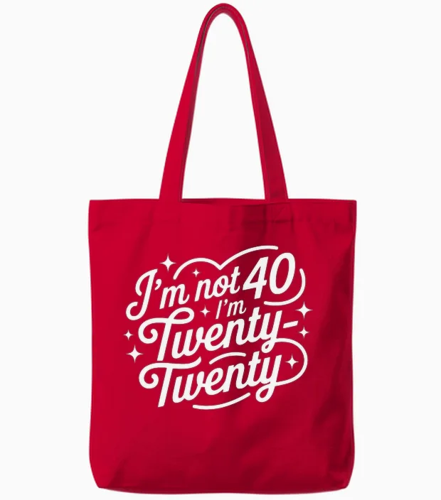 I'm Not Forty I'm Twenty Twenty Funny 40th Birthday Vintage T-Shirt Haut De Gamme Tote Bags in Red