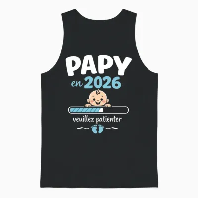 Futur Papy En 2026 Cadeau Annonce Grossesse Grand-Père Manche Longue Unisex Tank Top - Black