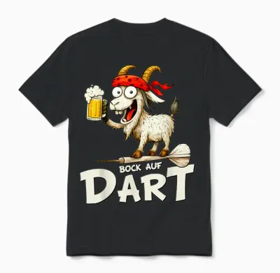 Bock Auf Dart Goat with Beer Mug Funny Dart Player T-Shirt, Black, S Unisex T-Shirt - Black