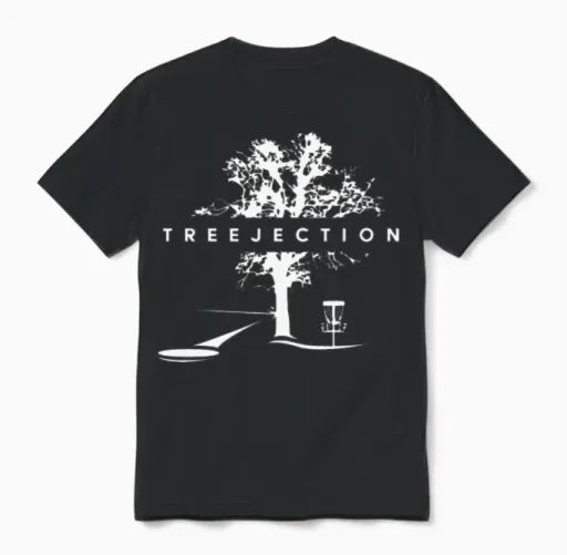 Treejection Disc Golf Funny Disc Golf Player Appar Unisex T-Shirt in Black