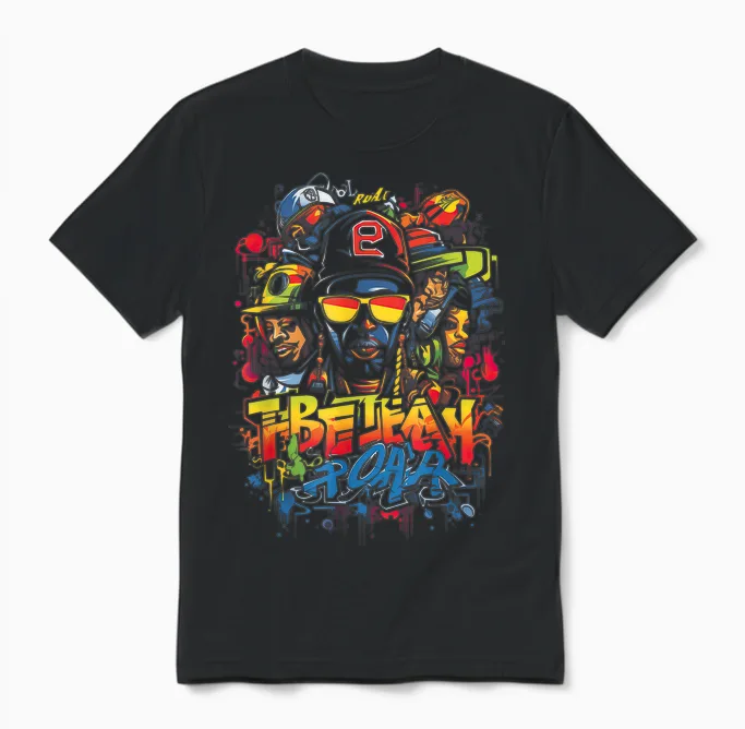 Hip Retro 80s New York Rapper Art 90er Jahre Hop Graffiti Oldschool Rap Boom Rap T-Shirt Für Unisex-Erwachsene, Multicolored, Graffiti, Crew-Kragen, Kurzarm, Polyester, S Unisex T-Shirt in Black