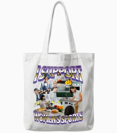 I Support Women's Sports Unwearable Bootleg Tote Bags - White